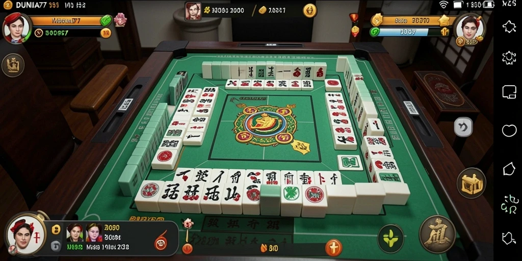 Screenshot DUNIA77 menunjukkan gameplay Mahjong yang seru dan penuh tantangan.