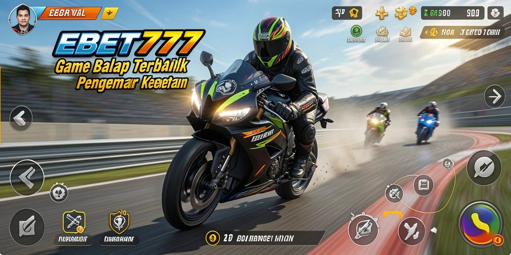 Tampilan gameplay balap motor yang mendebarkan di EBET777.
