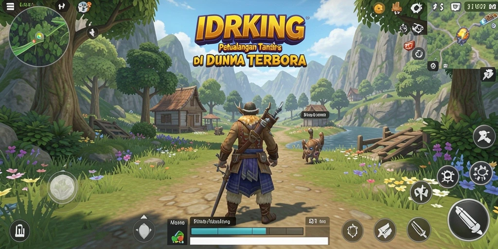 Screenshot IDRKING menunjukkan gameplay dunia terbuka yang memukau.