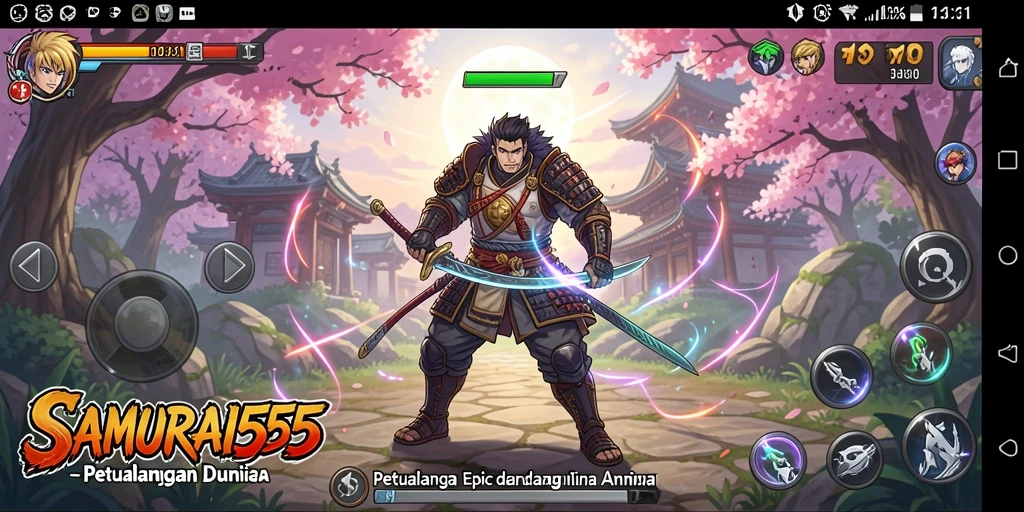 Tampilan gameplay menegangkan dalam dunia Anime yang indah.