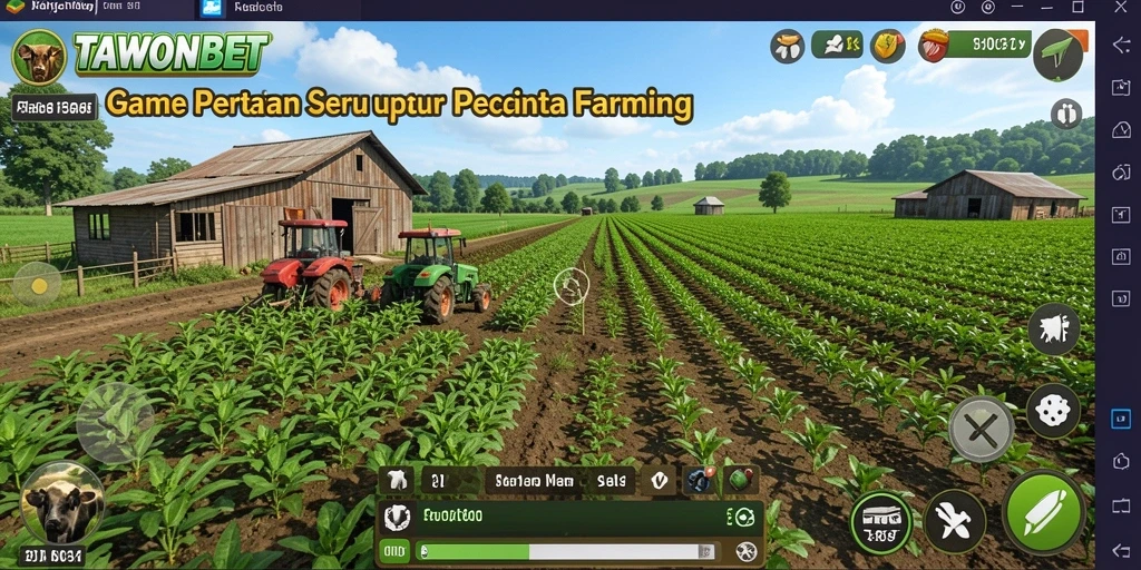 Gameplay seru dalam TAWONBET dengan aktivitas bertani.